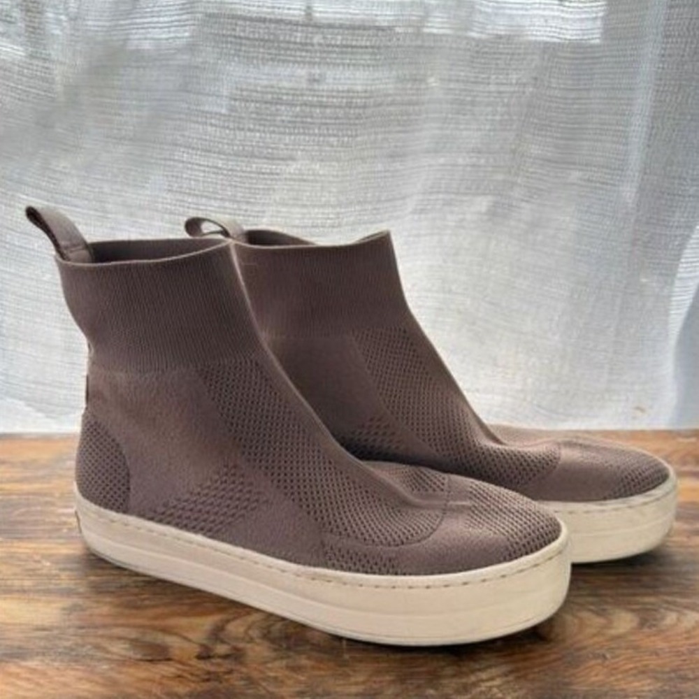 J/Slides Mauve Taupe Knit Platform‎ Sock Sneakers High Top Womens 8